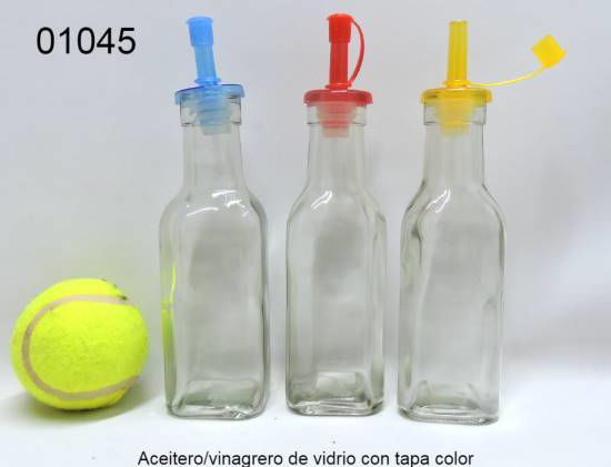 Imagen de ACEITERO/VINAGRERO DE VIDRIO CON TAPA COLOR 3.26